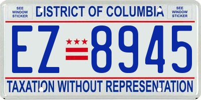 DC license plate EZ8945