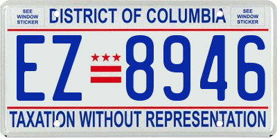 DC license plate EZ8946