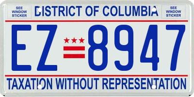 DC license plate EZ8947