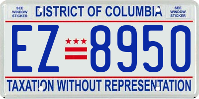 DC license plate EZ8950