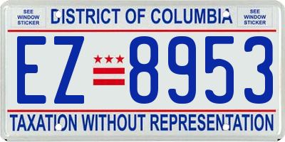 DC license plate EZ8953