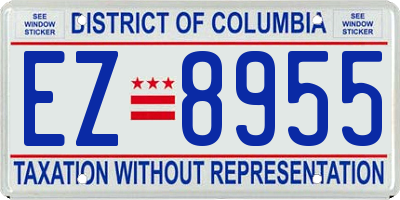 DC license plate EZ8955