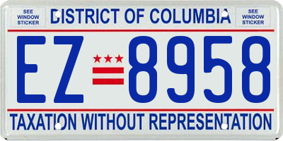 DC license plate EZ8958