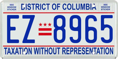 DC license plate EZ8965