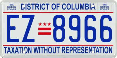 DC license plate EZ8966