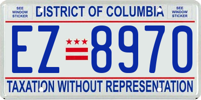 DC license plate EZ8970