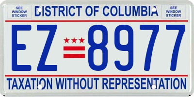 DC license plate EZ8977