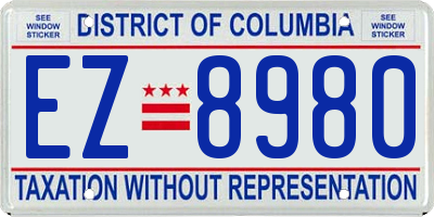 DC license plate EZ8980