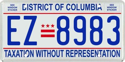 DC license plate EZ8983