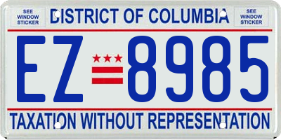 DC license plate EZ8985