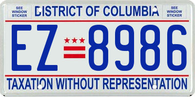 DC license plate EZ8986