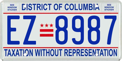 DC license plate EZ8987