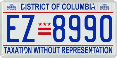 DC license plate EZ8990