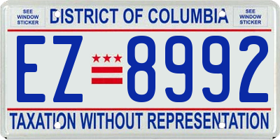 DC license plate EZ8992