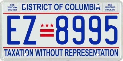 DC license plate EZ8995