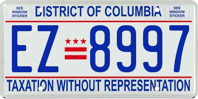 DC license plate EZ8997