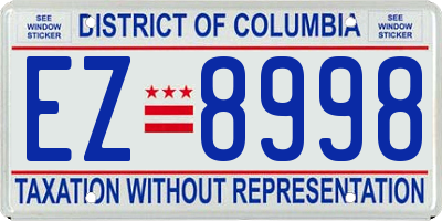 DC license plate EZ8998