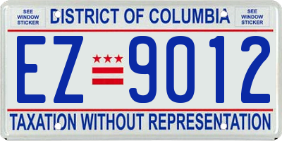 DC license plate EZ9012