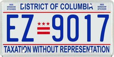 DC license plate EZ9017