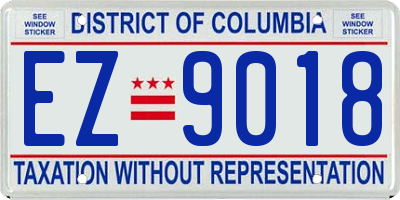 DC license plate EZ9018