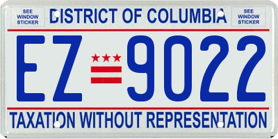 DC license plate EZ9022