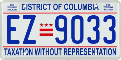 DC license plate EZ9033