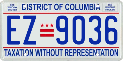 DC license plate EZ9036