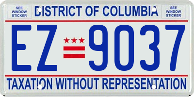 DC license plate EZ9037