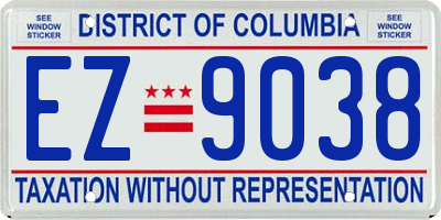 DC license plate EZ9038