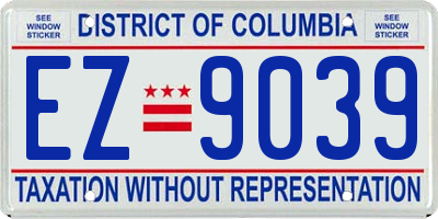 DC license plate EZ9039