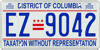 DC license plate EZ9042