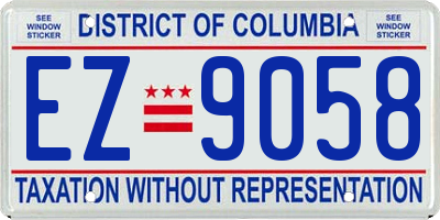 DC license plate EZ9058