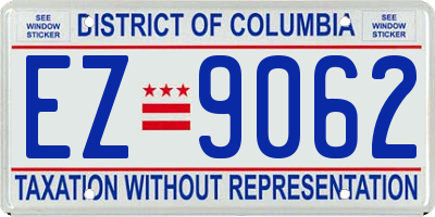 DC license plate EZ9062