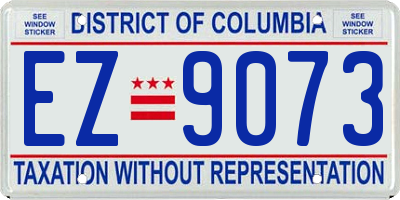 DC license plate EZ9073