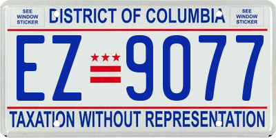 DC license plate EZ9077