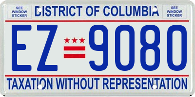 DC license plate EZ9080