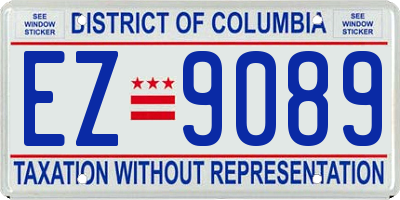 DC license plate EZ9089