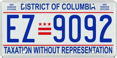 DC license plate EZ9092