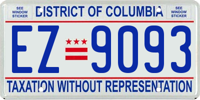 DC license plate EZ9093