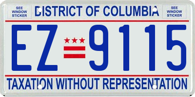 DC license plate EZ9115