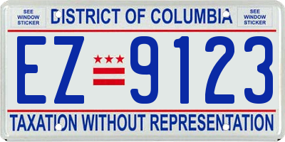 DC license plate EZ9123