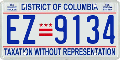 DC license plate EZ9134