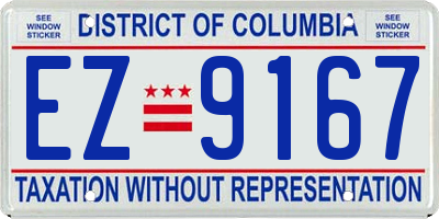 DC license plate EZ9167