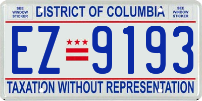 DC license plate EZ9193