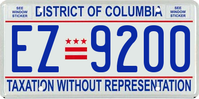 DC license plate EZ9200