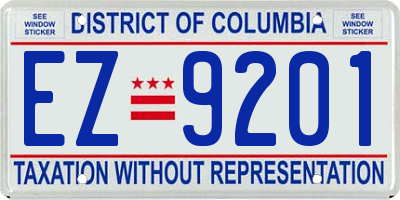 DC license plate EZ9201