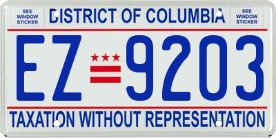 DC license plate EZ9203