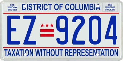 DC license plate EZ9204