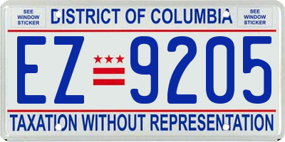 DC license plate EZ9205