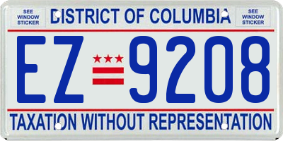 DC license plate EZ9208